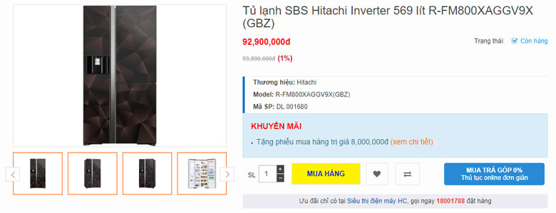 Tủ lạnh Hitachi 569 lít R-FM800XAGGV9X (GBZ)