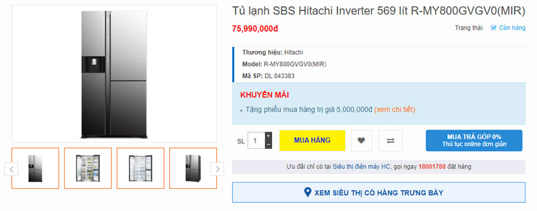 Tủ lạnh Hitachi 569 lít R-MY800GVGV0(MIR)