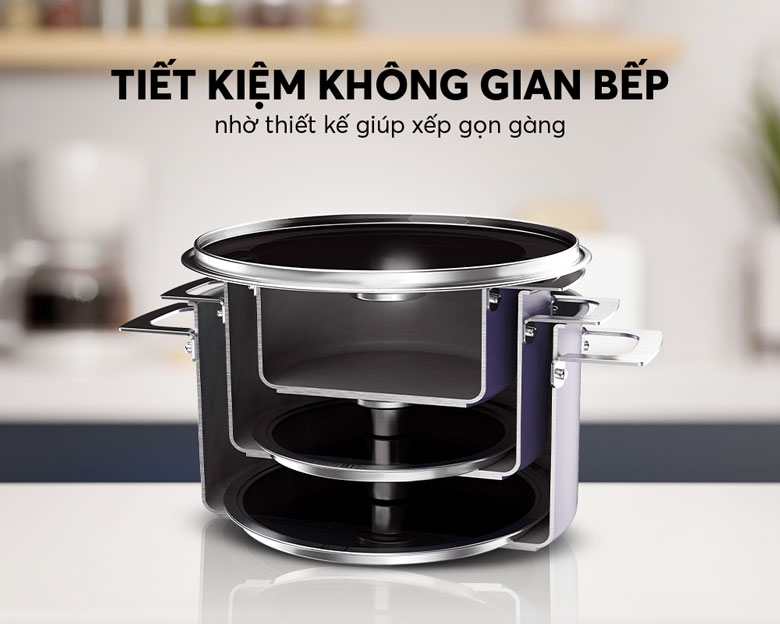 Bộ nồi inox liền khối Elmich Hera EL-8190 - Xếp chống gọn gàng