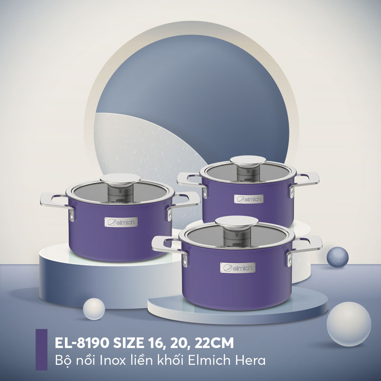 Bộ nồi inox liền khối Elmich Hera EL-8190
