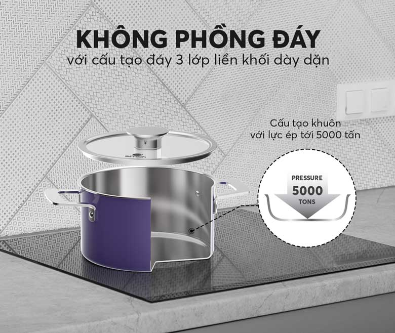 Bộ nồi inox liền khối Elmich Hera EL-8190 - Không phồng đáy
