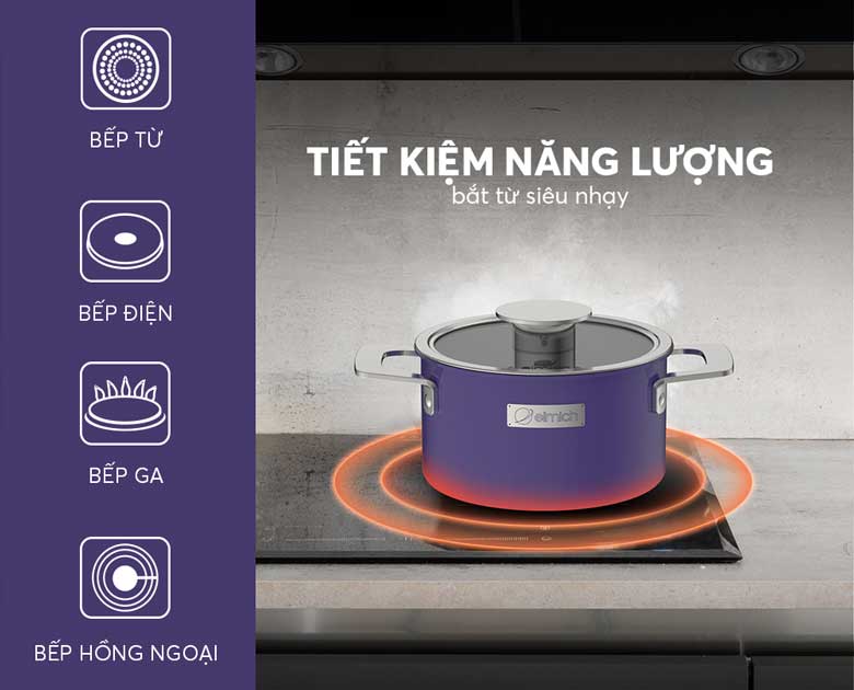 Bộ nồi inox liền khối Elmich Hera EL-8190 - Dùng cho mọi loại bếp