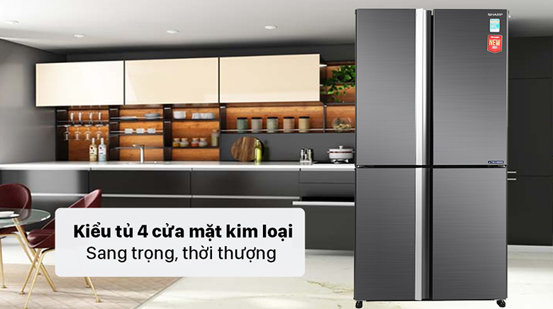 Tủ lạnh 4 cánh giá dưới 20 triệu Inverter 520 lít SJ-FX600V-SL