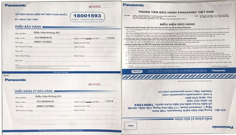Cách nhận biết điều hòa Panasonic chính hãng về thông tin bảo hành
