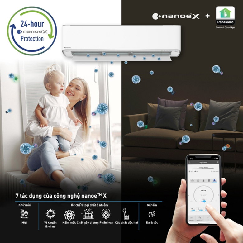 Công nghệ khử mùi, diệt khuẩn - Điều Hòa 2 chiều Panasonic Inverter 17.100 BTU CU/CS-XZ18ZKH-8