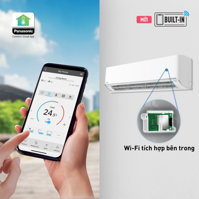 Điều khiển bằng điện thoại - Điều Hòa 2 chiều Panasonic Inverter 17.100 BTU CU/CS-XZ18ZKH-8