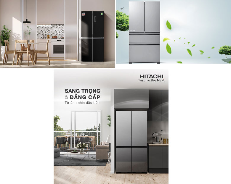 Nên mua tủ lạnh 4 cánh của hãng nào? Hãy Sharp, Mitsubishi, Hitachi