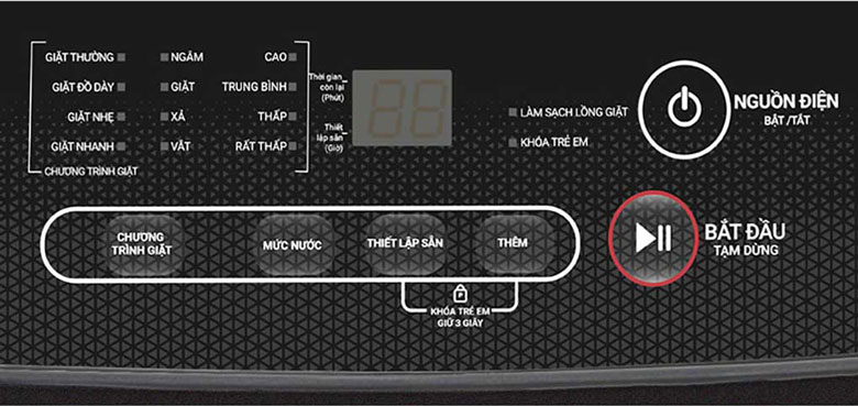 Máy giặt Sharp ES-Y90HV-S lồng đứng - Bảng điều khiển thân thiện + 6 menu giặt
