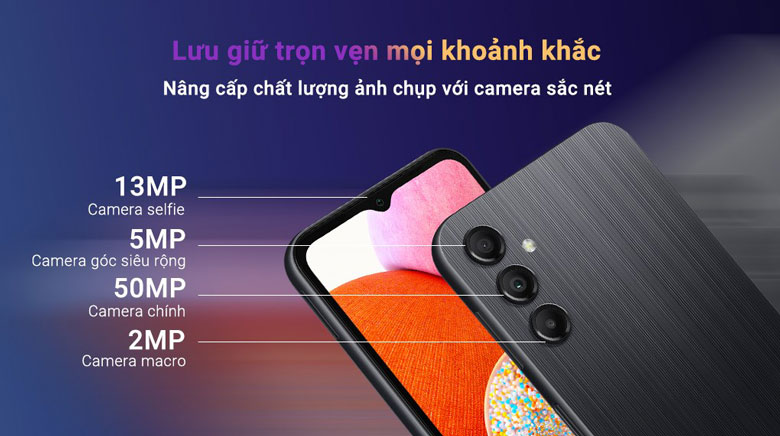 Điện thoại Samsung Galaxy A14 LTE 4GB/128GB Đen - Camera siêu xịn, bắt trọn mọi khung hình