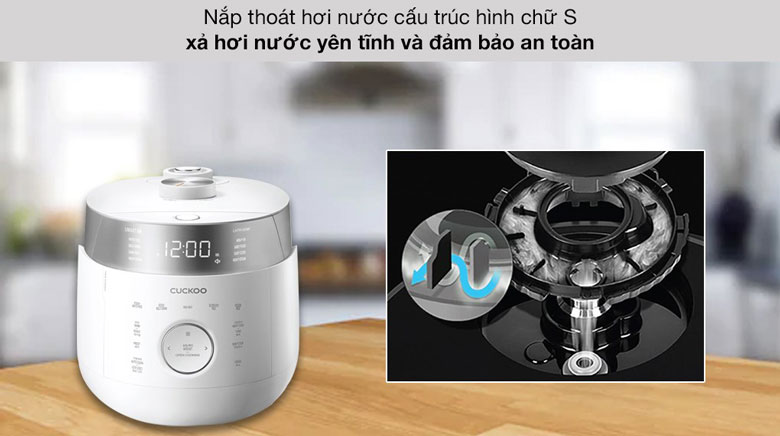 Nồi cơm điện Cuckoo 1.8 lít CRP-LHTR1009F/WHSIVNCV Trắng - Nắp thoát hơi thông minh