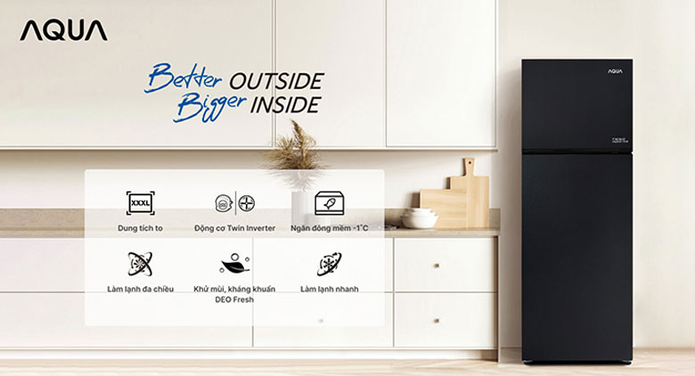 Tủ lạnh Aqua có ngăn đông mềm 333 lít AQR-T352FA(FB)