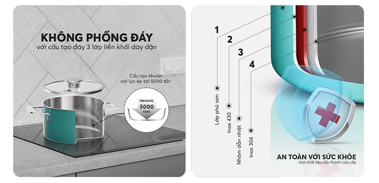 Bộ nồi Inox liền khối Elmich Hera EL-8134 - Nồi dày dặn, không phồng đáy