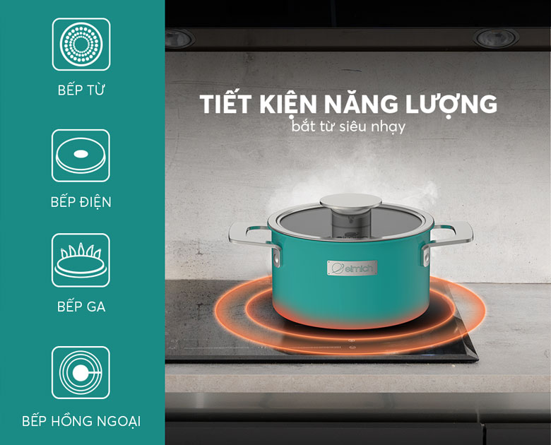 Bộ nồi Inox liền khối Elmich Hera EL-8134 - Dùng cho mọi loại bếp