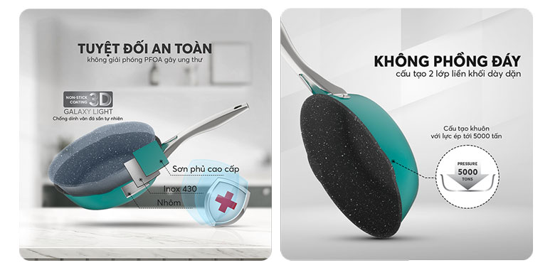 Bộ nồi Inox liền khối Elmich Hera EL-8134 - Cấu tạo 2 lớp liền đáy an toàn, bền bỉ