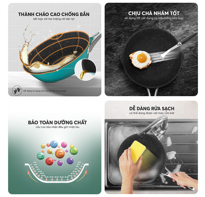 Bộ nồi Inox liền khối Elmich Hera EL-8134 - Vệ sinh dễ dàng