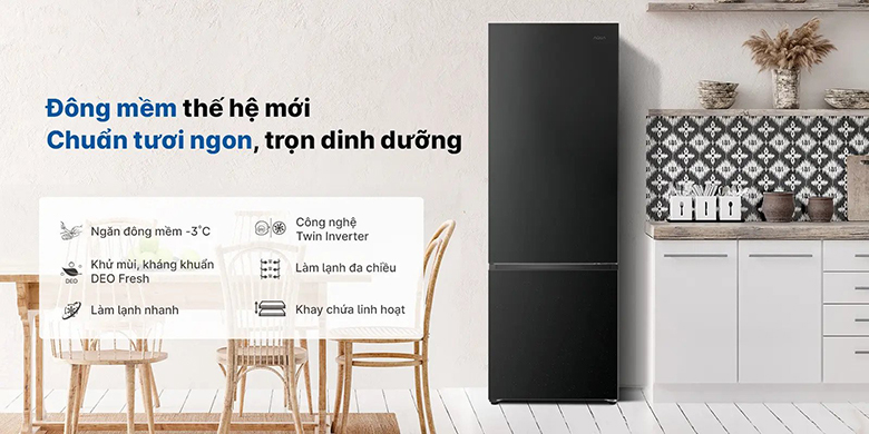 Tủ lạnh Aqua Inverter 324 lít AQR-B390MA(FB) 