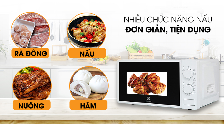Lò vi sóng Electrolux có nướng 20 lít EMG20K38GWP đa chức năng